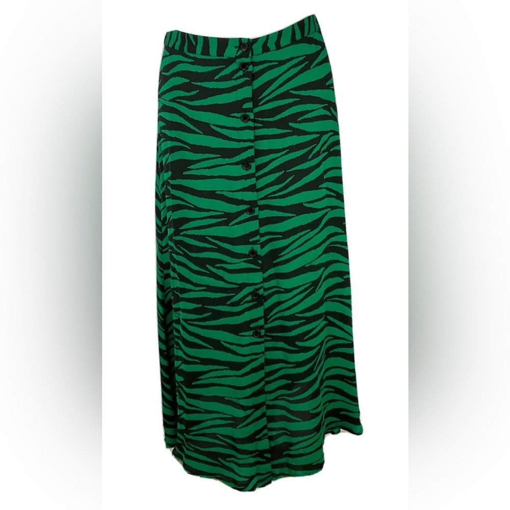 WHISTLES Animal Zebra Striped Print A Line Midi Buttoned Skirt UK 10 - Picture 2 of 10